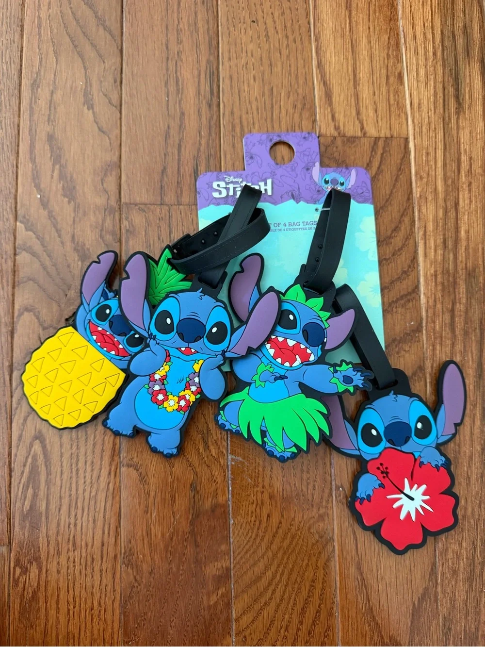 Disney Stitch Luggage Tags Set of 4 Lilo & Stitch Tropical Bag Tags
